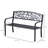 50" Outdoor Metal Welcome Bench, Garden Bench With Slatted Seat, Patio Bench For Park, Porch, Yard, Entryway, Black