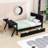 Two Drawers Wooden Platform Bed with Desk, LED Light and USB Ports-9988941