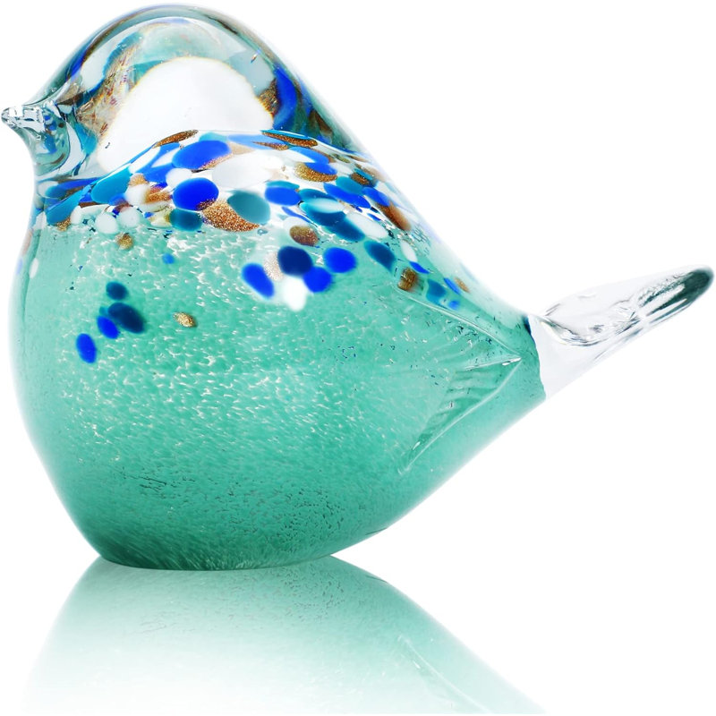 Grand décor de figurine d'oiseau en verre soufflé à la main 7 "