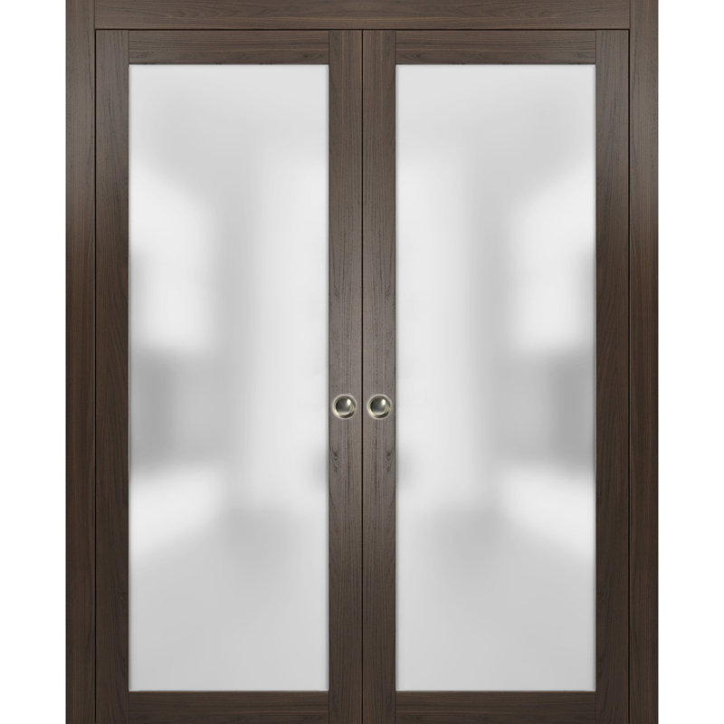 Portes coulissantes en verre givré Planum, 56 po x 80 po, Chocolat cendré