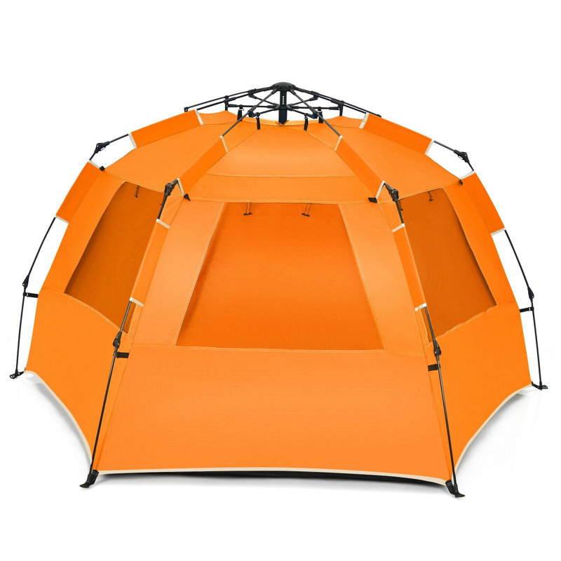 Abri de soleil pour tente de plage UPF 50+ pour 3 personnes en fibre de verre, Orange