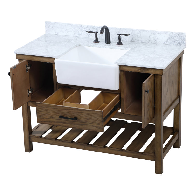 Meuble-lavabo simple 48 po avec dosseret Pelaghia, Bois flotté