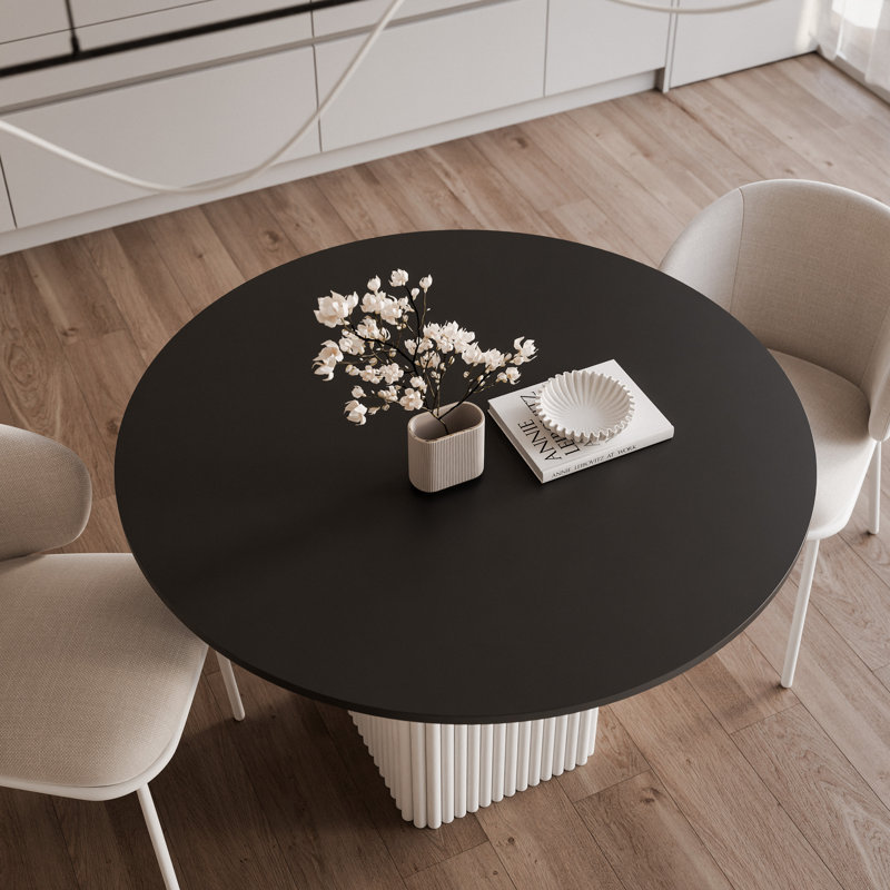 Metal Base Dining Table, black / white