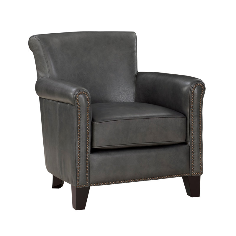 Fauteuil Gurtaran, Cuir véritable gris clair