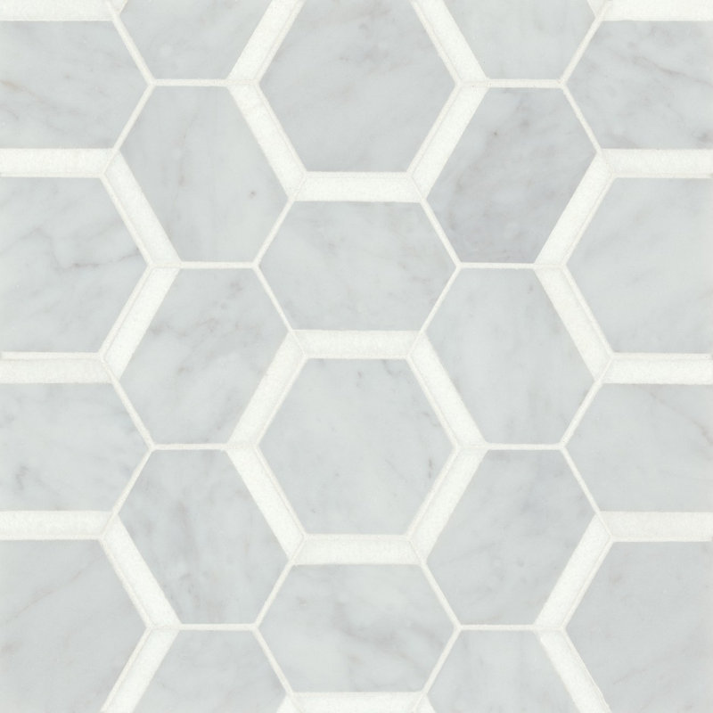 Matisse 12" x 11" Marble Wall & Floor Tile, White Carrara /Thassos