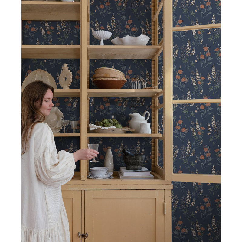 Villa Dalaro 2 Floral Wallpaper Roll, Classic Blue