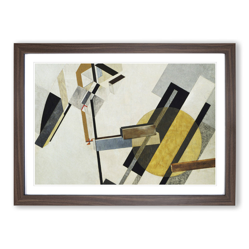 Proun 19D by El Lissitzky - Framed Print, 27cm H x 36cm W x 2cm D, Walnut Framed