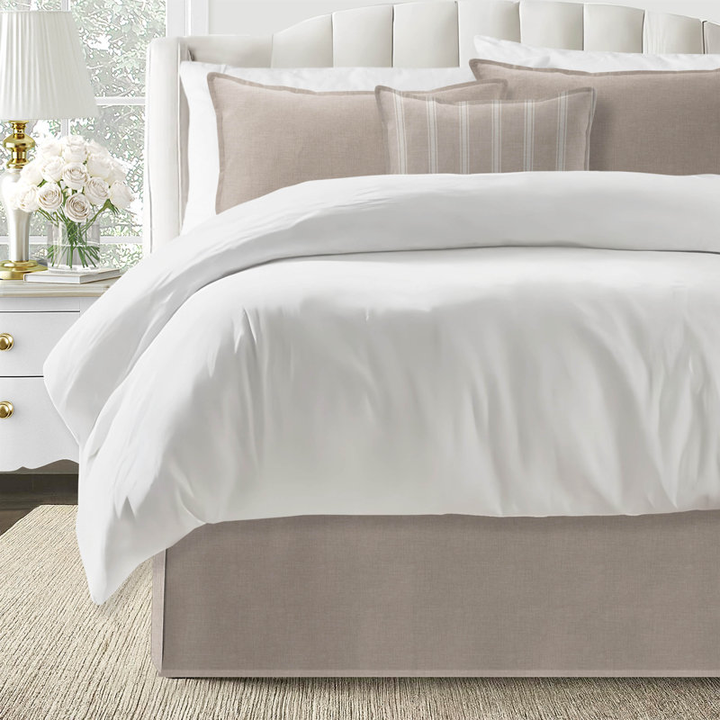 Shay Solid Natural Cotton Bedskirt, 15", Queen