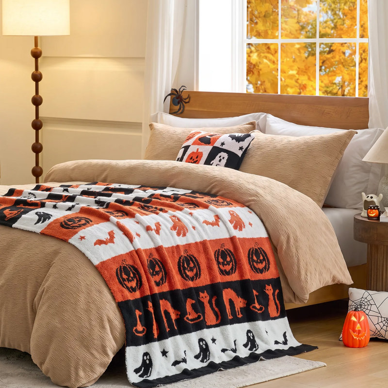 Jeté de lit Snuggle Sac Autumn Halloween, Motif à rayures