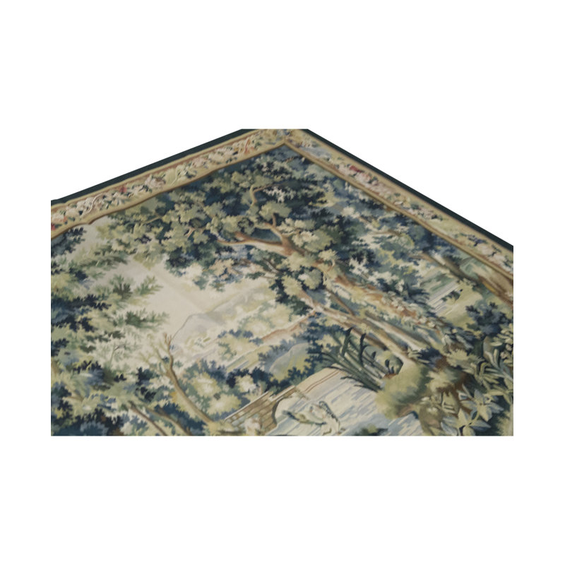 Hand-Knotted High-Quality Green and Gold Area Rug