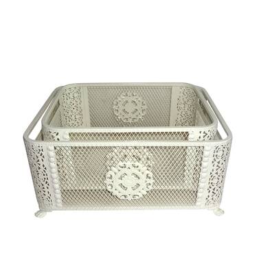 Rebrilliant Rattan Plastic Weave Basket, Storage Bins Organizer