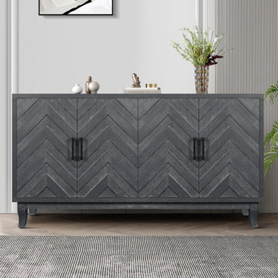 Stronger Vintage Style Buffet Cabinet, Lacquered Accent Storage 4 Door Wooden Cabinets,Thickened Sideboard Storage Cabinet For Entryway, Living Room