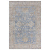 Rectangle Oriental Hand-Knotted Wool Area Rug in Blue/Brown