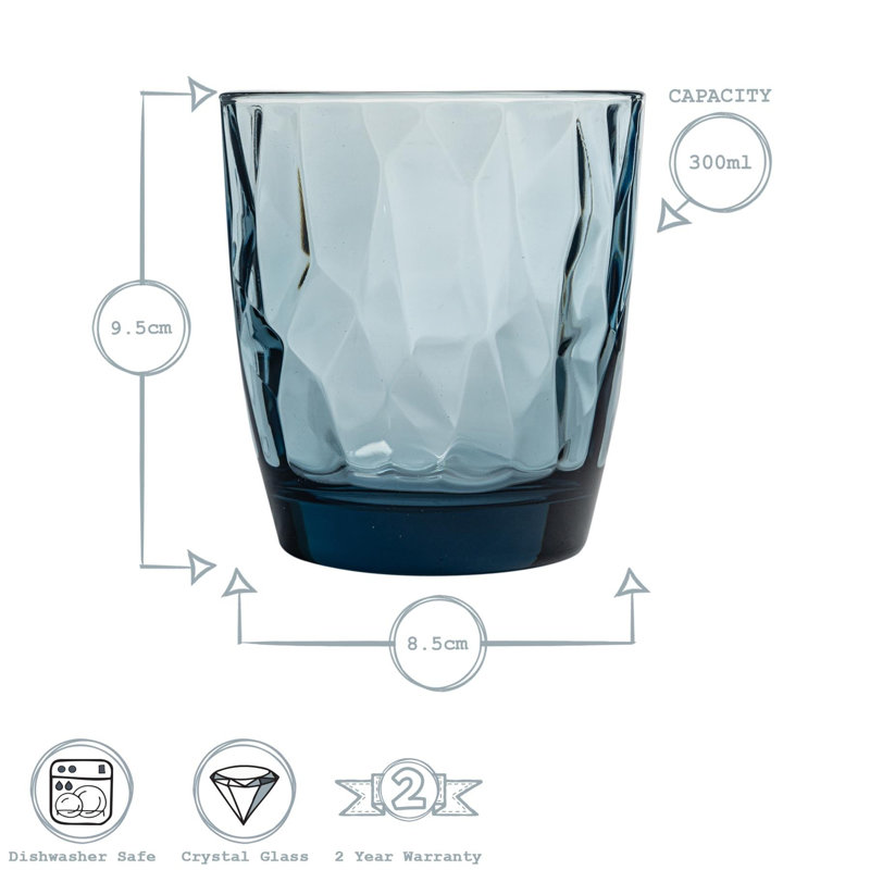 Diamond Water Glasses - 300ml, 12