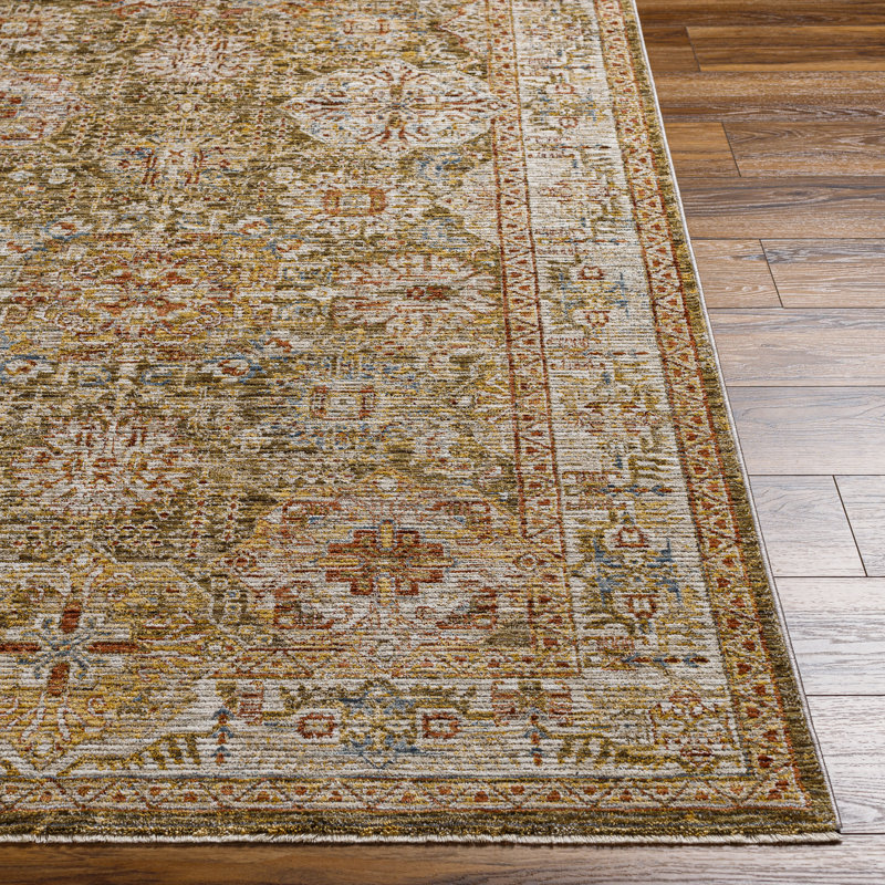 Oriental Machine Woven Polyester Area Rug in Beige, Rectangle 10' x 14'