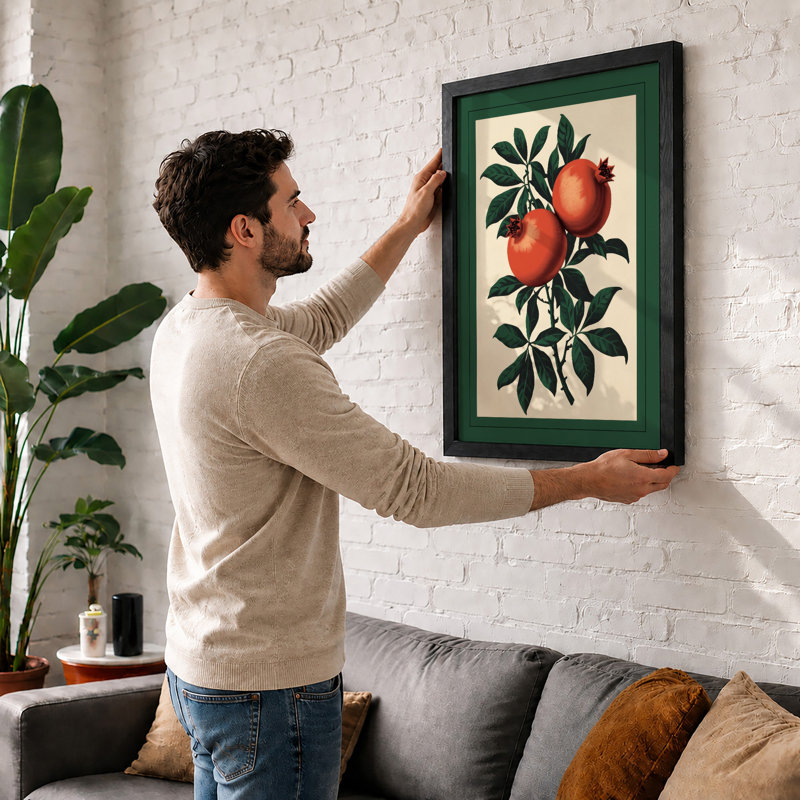 Pomegranate Study Botanical - Print, A1 - 84.1 x 59.4 cm, Black