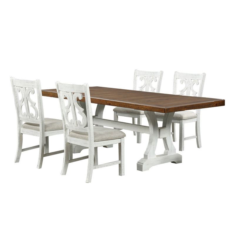 Maryam 5-Piece Extendable Dining Table Set, Distressed Dark Oak, 5 Pieces: Table, 4 Chairs