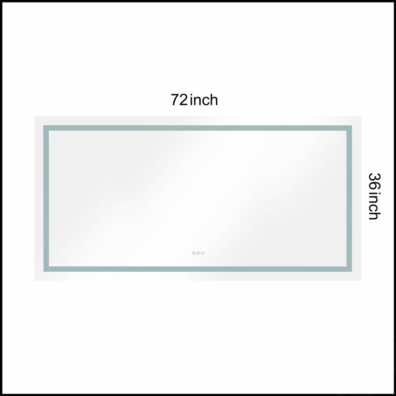 Miroir de salle de bain 72 x 36 pouces à DEL avec façade et rétroéclairage, miroir de meuble-lavabo mural, anti-buée, mémoire, 3 couleurs, réglable en continu