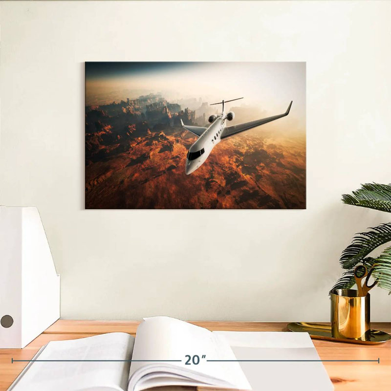 Jet privé Mehar au-dessus d'un canyon, H 8 po x l 12 po