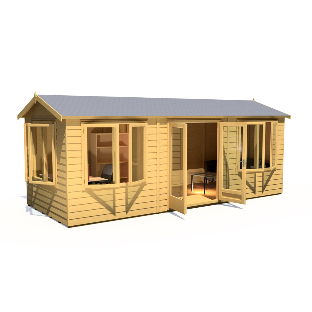 Shire Melrose 20 ft Home Office - Garden Building - Brown Pine Wood Construction - Image 3