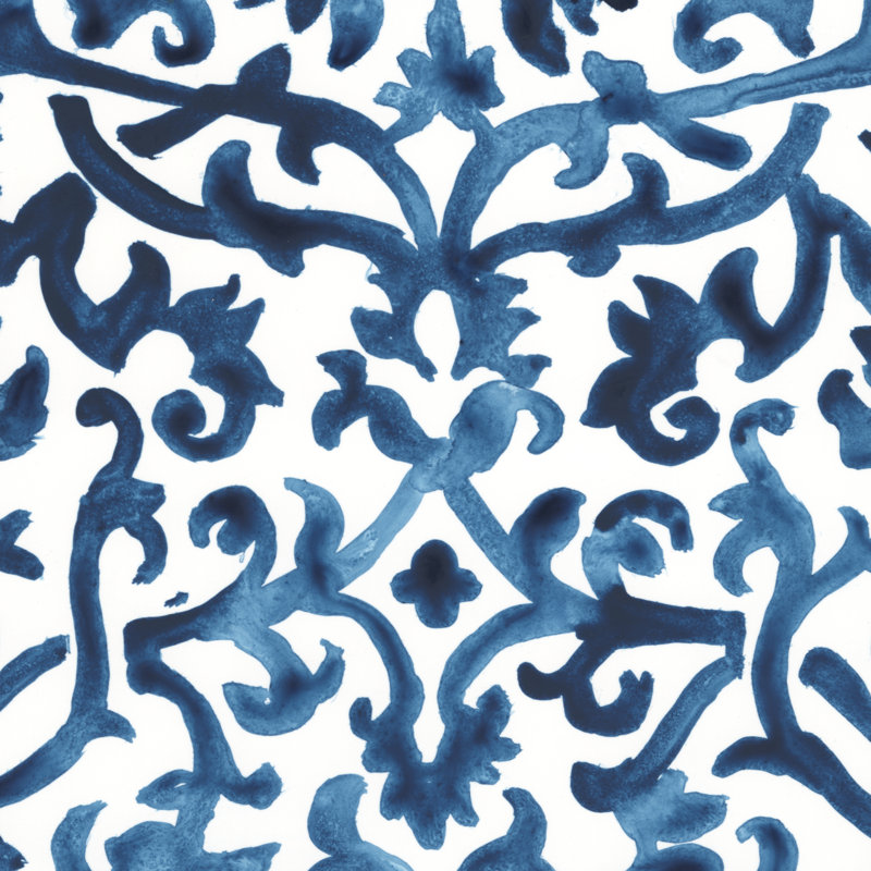 «Indigo Sampler III», peinture sur toile, H 12 po x l 12 po, Toile tendue