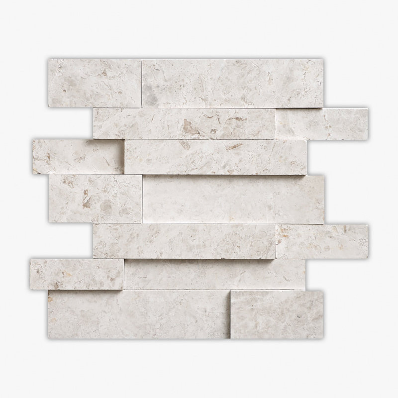 Galaxy Silver Honed 3-Dimensional Limestone Mosaic
