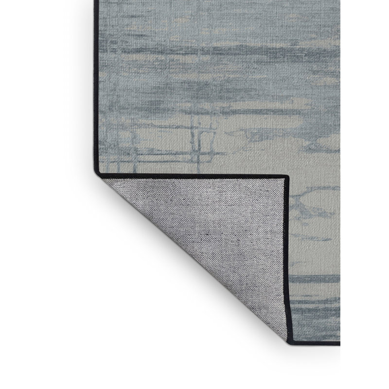 Tapis abstrait gris lavable à la machine, Rond 4 pi