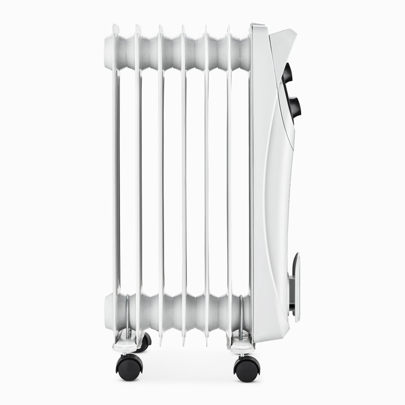 White Compact Radiant Heater with Thermostat and Safety Features