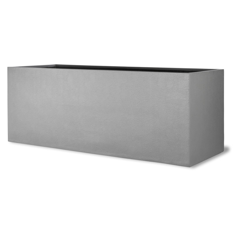 Baker Fibreglass Planter Box, Faux Aluminium Textured, 60cm H x 160cm W x 60cm D