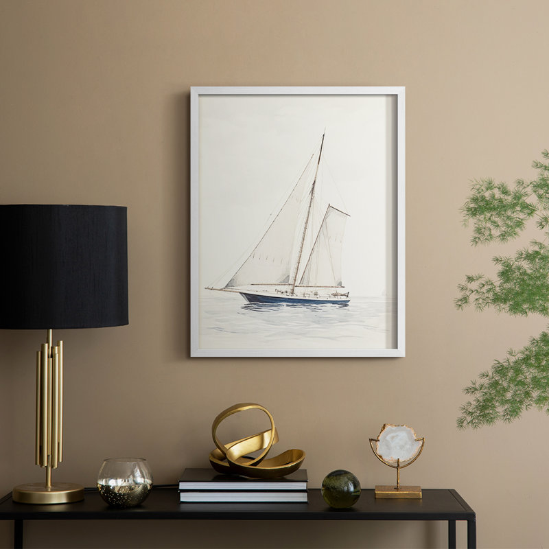 Impression nautique rétro I, reproduction encadrée - bois massif, H 15 po x l 12 po, Blanc