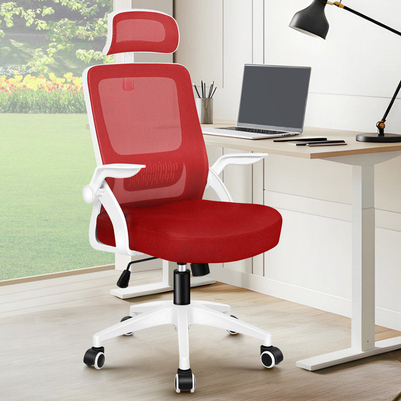 Office Chair with Headrest, Red