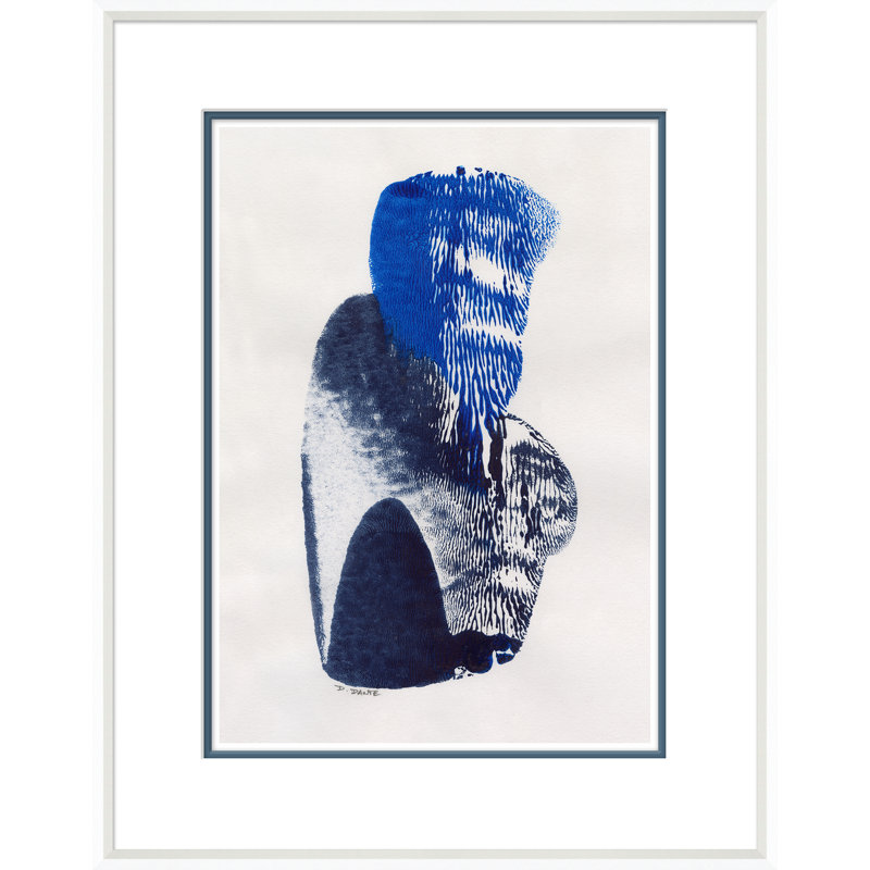 «Abstracts in Blue» - Peinture encadrée sur papier