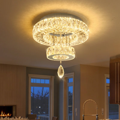 2-Tier Round Crystal LED Chandelier