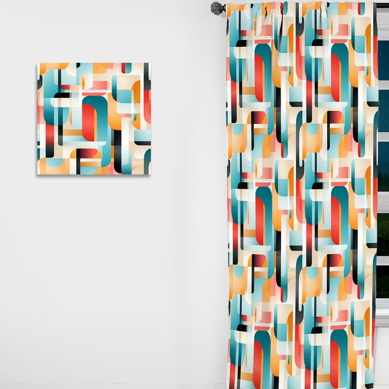 Gridlock multicolore - Rideau abstrait - Velours obscurcissant - 1 panneau, L 52 po x L 120 po