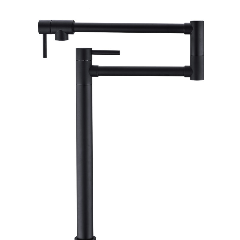 Extension Pot Filler Faucet, Matte Black Design - Brass, Double Handles For Precise Water Management, & Surface Faucet With In Arm Convenient Use, To Adjust Flow,