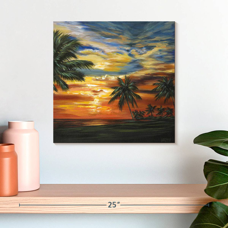 Gillard, superbe coucher de soleil tropical II, H 16 po x l 16 po