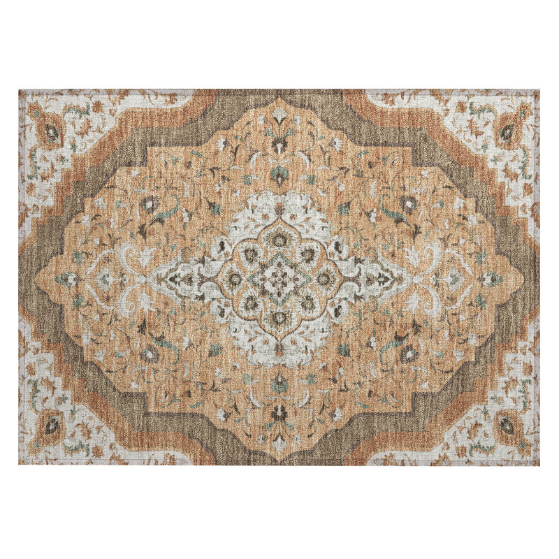 Machine Washable Indoor/Outdoor Chantille ACN2715 Global Rug, 1'8" x 2'6", Copper