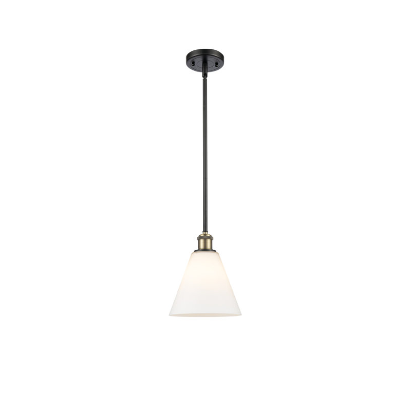 Allean 1 - Light Single Pendant, Matte White, 42.75" H x 8" W x 8" D, Black/Antique Brass