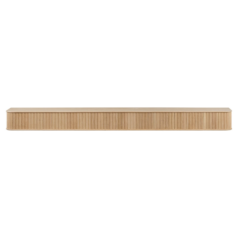 Modern Ember Alfama  Fireplace Wood Mantel Shelf with Fluted “Reed” Details, 72", Umber