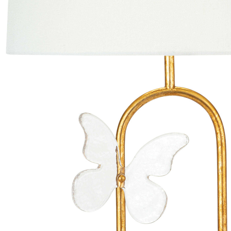 Antique Gold Leaf Adjustable Table Lamp with Linen Shade