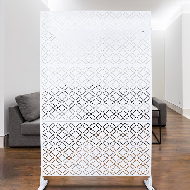 Écran d'intimité extérieur et intérieur en métal H 76 po l - blanc Ps107, Blanc
