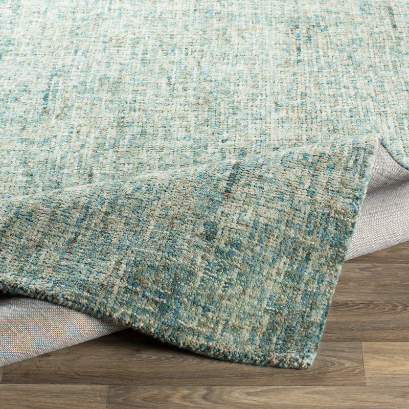 Balcom Hand Tufted Wool Abstract Area Rug in Green, Rectangle 8' x 10'