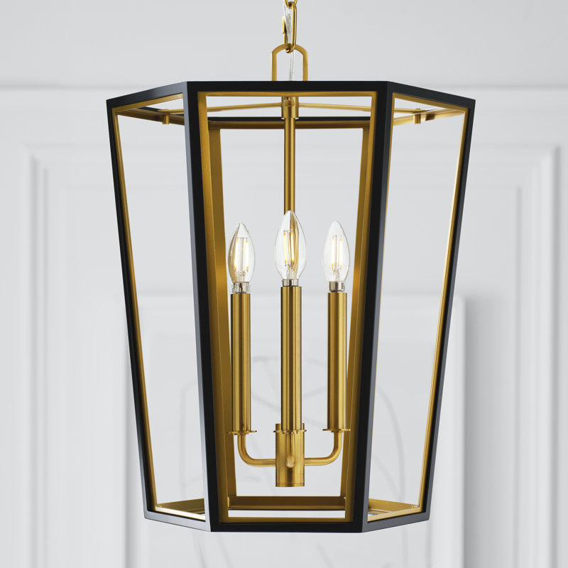 Curt 3 - Light Chandelier, Midnight Black/Burnished Brass