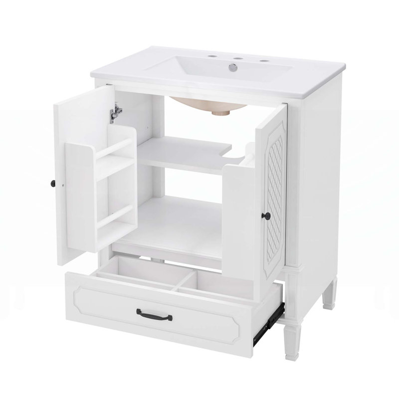 Sophisticated Bathroom Vanity Set with Double Sinks and Versatile Storage, White