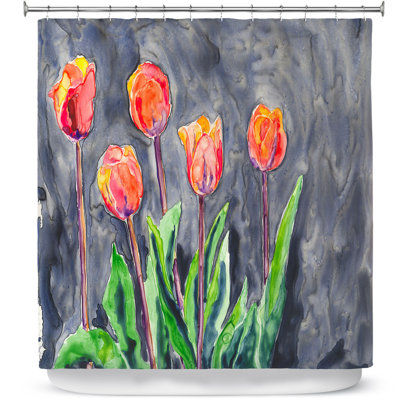 Rideau de douche simple tulipes