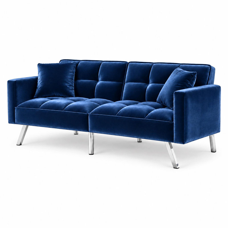 Orianna 2 Seater Velvet Sleeper, Blue Velvet