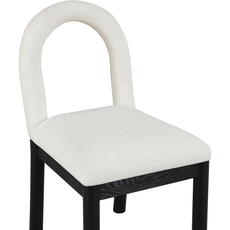 Chaise Macleod, Tissu crème texturé en lin, Noir, noir, noir, noir