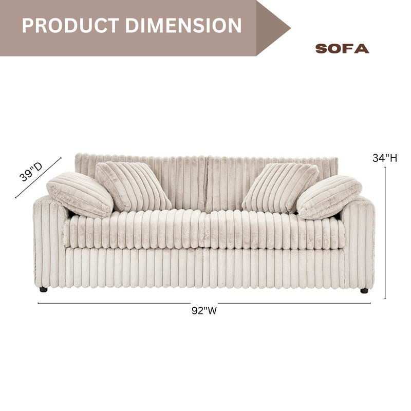 Algona Upholstered Stationary Sofa, Beige