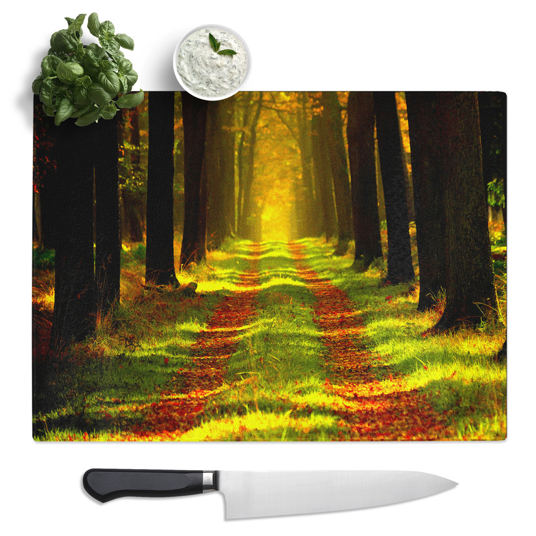 Landscape Forest Woodland Path  Glass Chopping Board