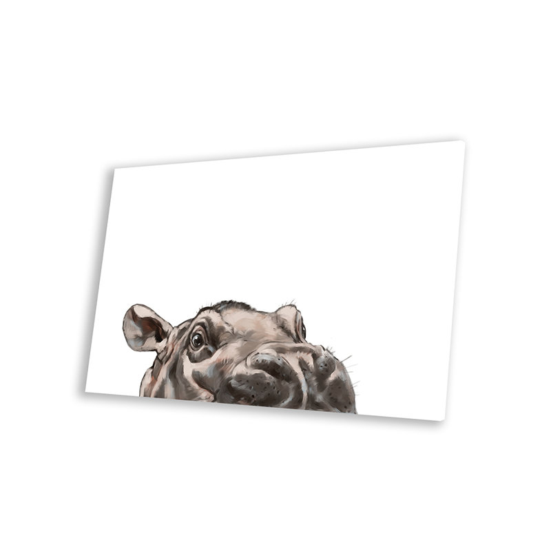 «Peeking Hippo», impression sur verre acrylique, H 16 po x l 24 po x P 0,25 po